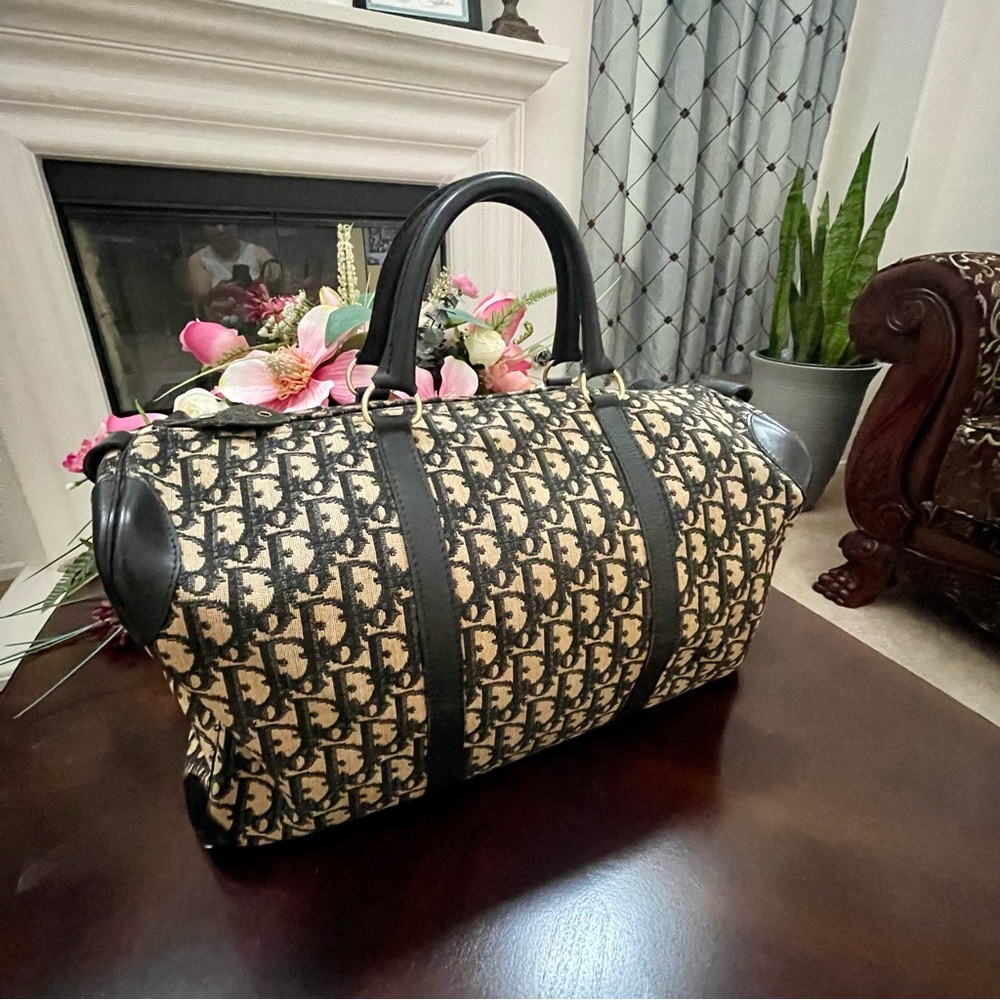 Vintage Christian Dior Black Diorissimo Canvas Boston/ Travel Bag 40cm